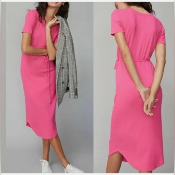 Antropologie Elegant Pink Ribbed Dress S - Picture 2 of 4